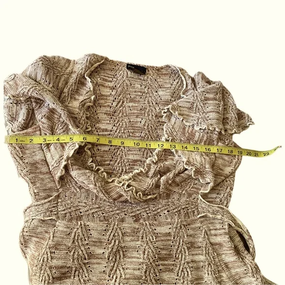 Grace Elements Laguna Ivory tan cotton knit scallop hem sweater top sz s - Picture 9 of 12